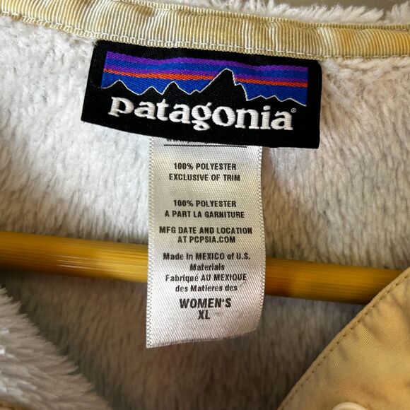 Patagonia Women's Re-Tool Ivory 1/4 Snap Plush Fleece Hoodie Size XL - Picture 5 of 14